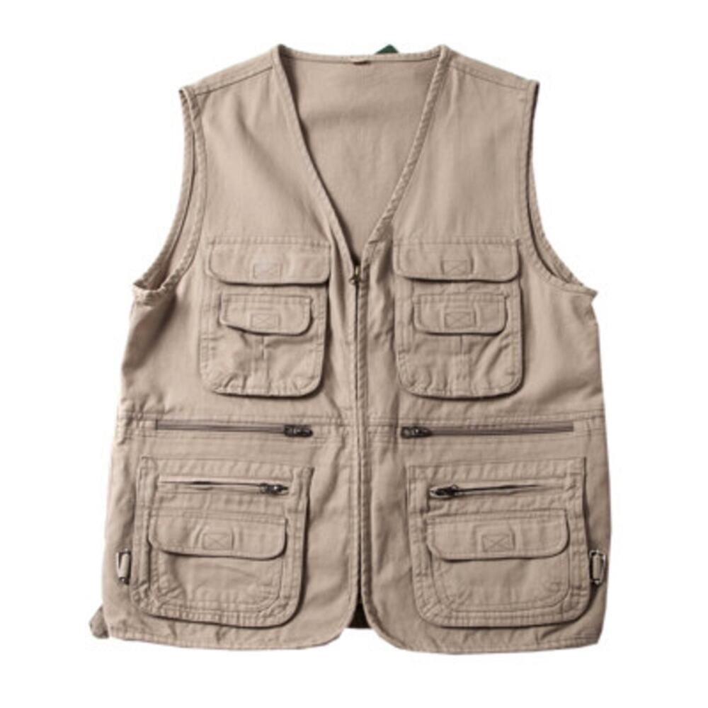 Khaki Multi Pocket Utility Vest Safari Photographer Fishing Size 3XL No Brand